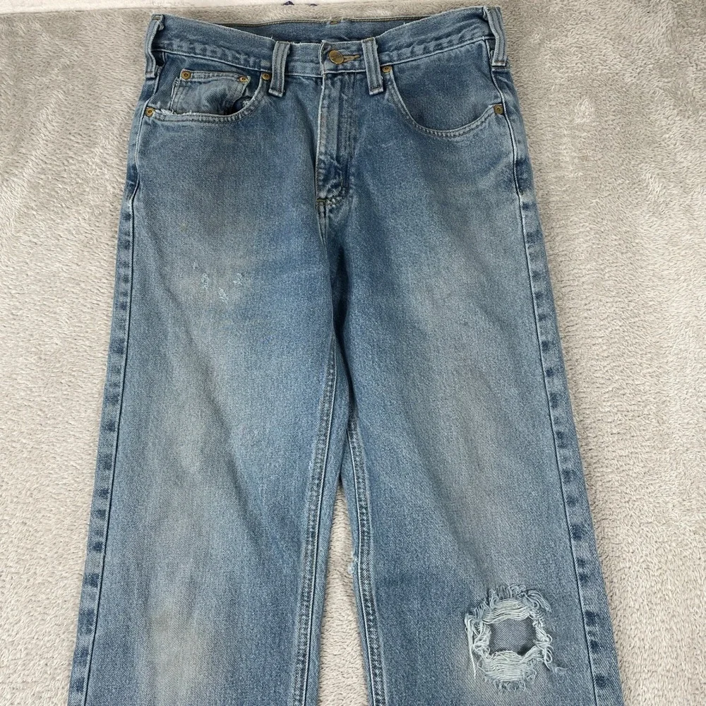 Carhartt Traditional Fit Jeans Mens 30x34 Blue Distressed Workwear Denim Pants